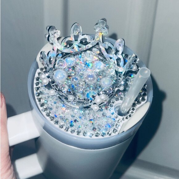 Rhinestone Crown Topper that fit Stanley x Love Shack Fancy Tumbler Lids - Picture 4 of 14